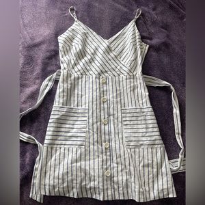 Mahina Dress (off-white blue stripes) size M